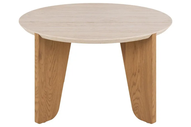 Alkha pyöreä sohvapöytä 80 cm kivi puujaloilla - Beige - Huonekalut - Pöytä & ruokailuryhmä - Sohvapöytä