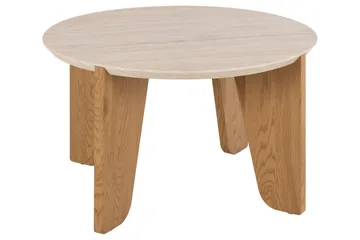 Alkha pyöreä sohvapöytä 80 cm kivi puujaloilla - Beige - Huonekalut - Pöytä & ruokailuryhmä - Sohvapöytä