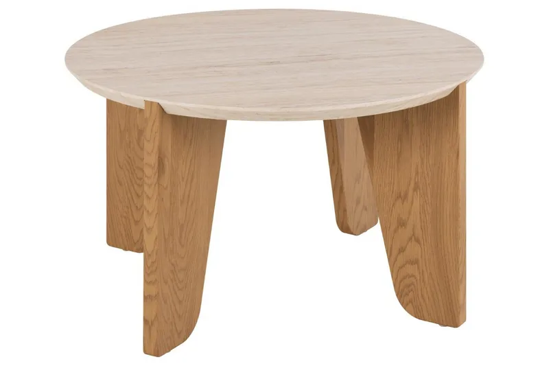 Alkha pyöreä sohvapöytä 80 cm kivi puujaloilla - Beige - Huonekalut - Pöytä & ruokailuryhmä - Sohvapöytä