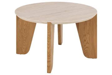 Alkha pyöreä sohvapöytä 80 cm kivi puujaloilla - Beige - Huonekalut - Pöytä & ruokailuryhmä - Sohvapöytä