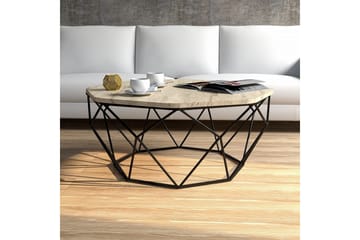 Almasi soikea sohvapöytä 90 cm kivi metallirungolla - Beige - Huonekalut - Pöytä & ruokailuryhmä - Sohvapöytä