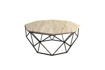 Almasi soikea sohvapöytä 90 cm kivi metallirungolla - Beige - Huonekalut - Pöytä & ruokailuryhmä - Sohvapöytä