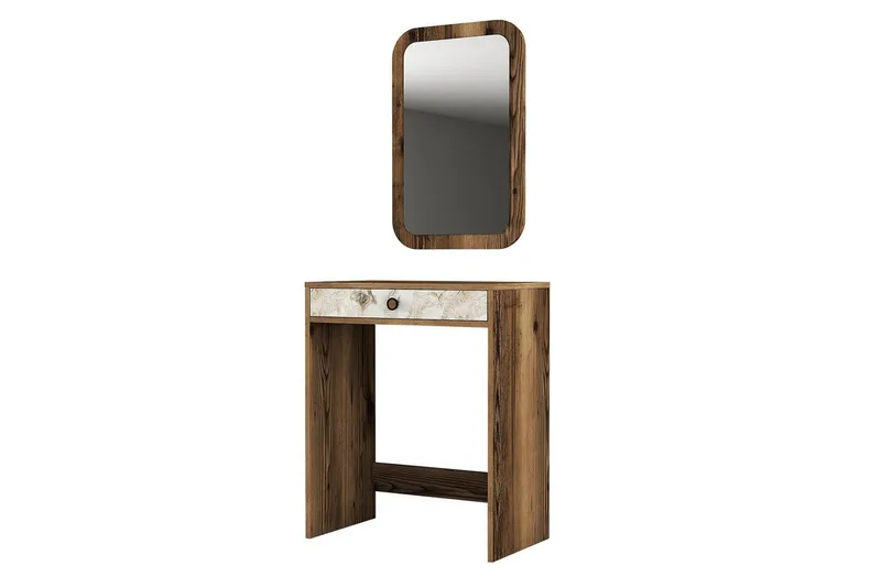 Ameias Kampauspöytä 70 cm - Pähkinä/Valkoinen/Marmori - Huonekalut - Pöytä & ruokailuryhmä - Meikki- & kampauspöydät