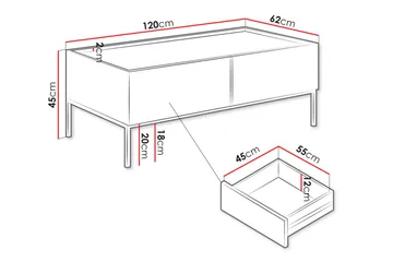 Amelus Sohvapöytä 120 cm - Ruskea - Huonekalut - Pöytä & ruokailuryhmä - Sohvapöytä