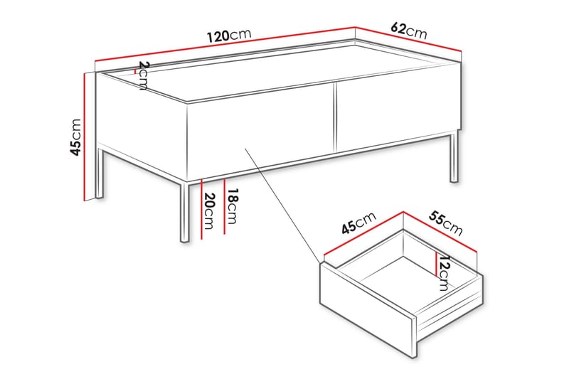Amelus Sohvapöytä 120 cm - Ruskea - Huonekalut - Pöytä & ruokailuryhmä - Sohvapöytä