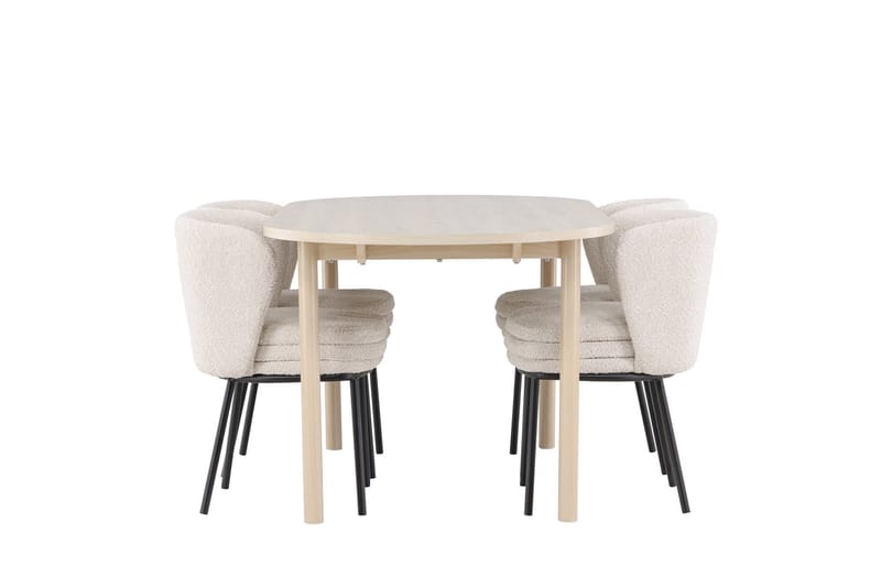 Andy Ruokailuryhmä 180 cm Soikea jossa 4 Agnes tuolia - Whitewash/Valkoinen - Huonekalut - Pöytä & ruokailuryhmä - Ruokailuryhmä