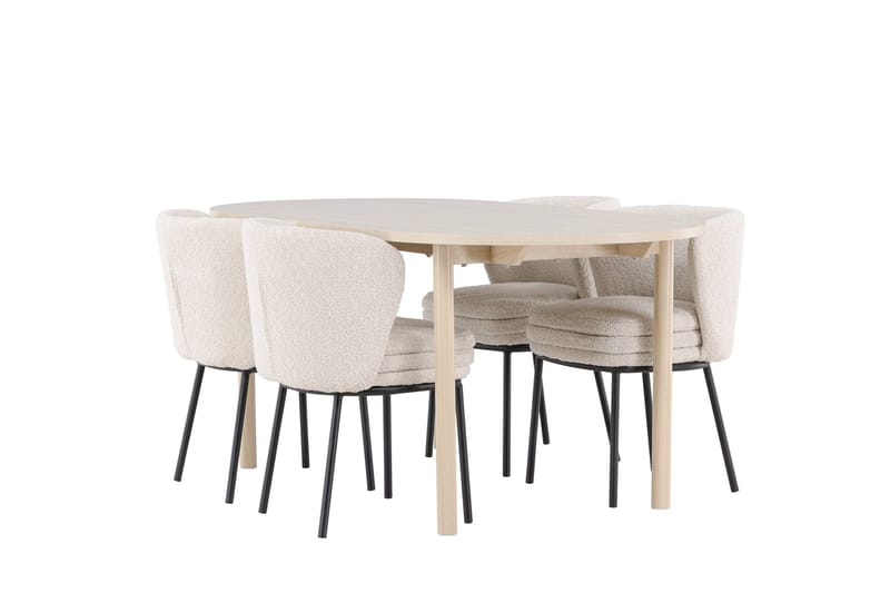 Andy Ruokailuryhmä 180 cm Soikea jossa 4 Agnes tuolia, Whitewash/Valkoinen