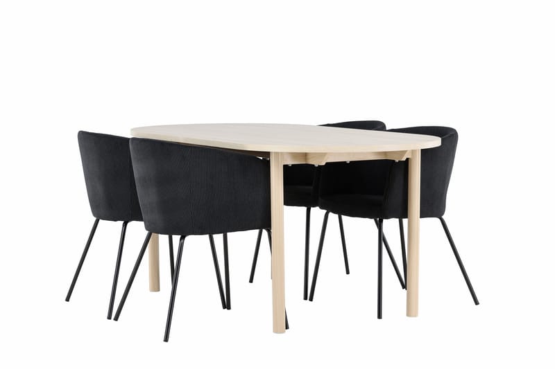 Andy Ruokailuryhmä 180 cm Soikea jossa 4 Berit tuolia, Whitewash/Musta