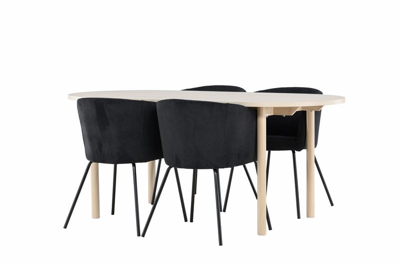 Andy Ruokailuryhmä 180 cm Soikea jossa 4 Berit tuolia - Whitewash/Musta - Huonekalut - Pöytä & ruokailuryhmä - Ruokailuryhmä
