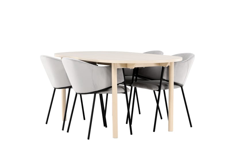 Andy Ruokailuryhmä 180 cm Soikea jossa 4 Evelina tuolia, Whitewash/Harmaa