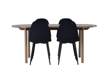 Andy-ruokapöytä 180x90 cm, ruskea, ja 4 Polar-keittiötuolia - Huonekalut - Pöytä & ruokailuryhmä - Ruokailuryhmä