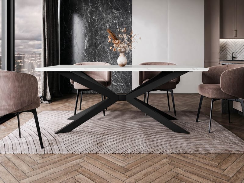 Aplung Ruokapöytä 190 cm suorakulmainen - Valkoinen/Musta - Huonekalut - Pöytä & ruokailuryhmä - Ruokapöydät & keittiön pöydät