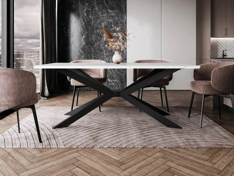 Aplung Ruokapöytä 190 cm suorakulmainen - Valkoinen/Musta - Huonekalut - Pöytä & ruokailuryhmä - Ruokapöydät & keittiön pöydät