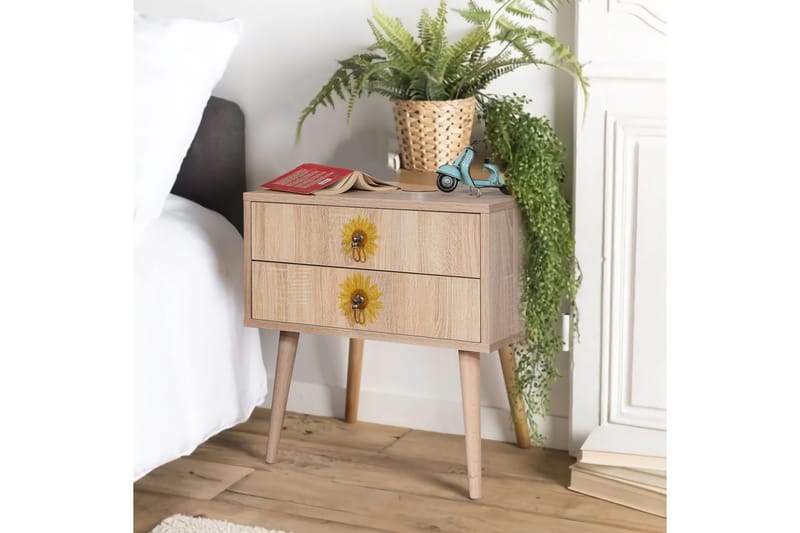 Bertoaria yöpöytä 60x40 cm ruskea - Hanah Home - Huonekalut - Pöytä & ruokailuryhmä - Apupöytä & sivupöytä - Yöpöytä