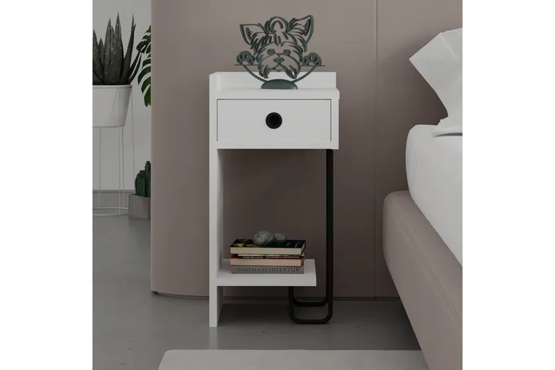 Sirius yöpöytä 32x30 cm valkoinen - Hanah Home - Huonekalut - Pöytä & ruokailuryhmä - Apup öytä & sivupöytä - Yöpöytä