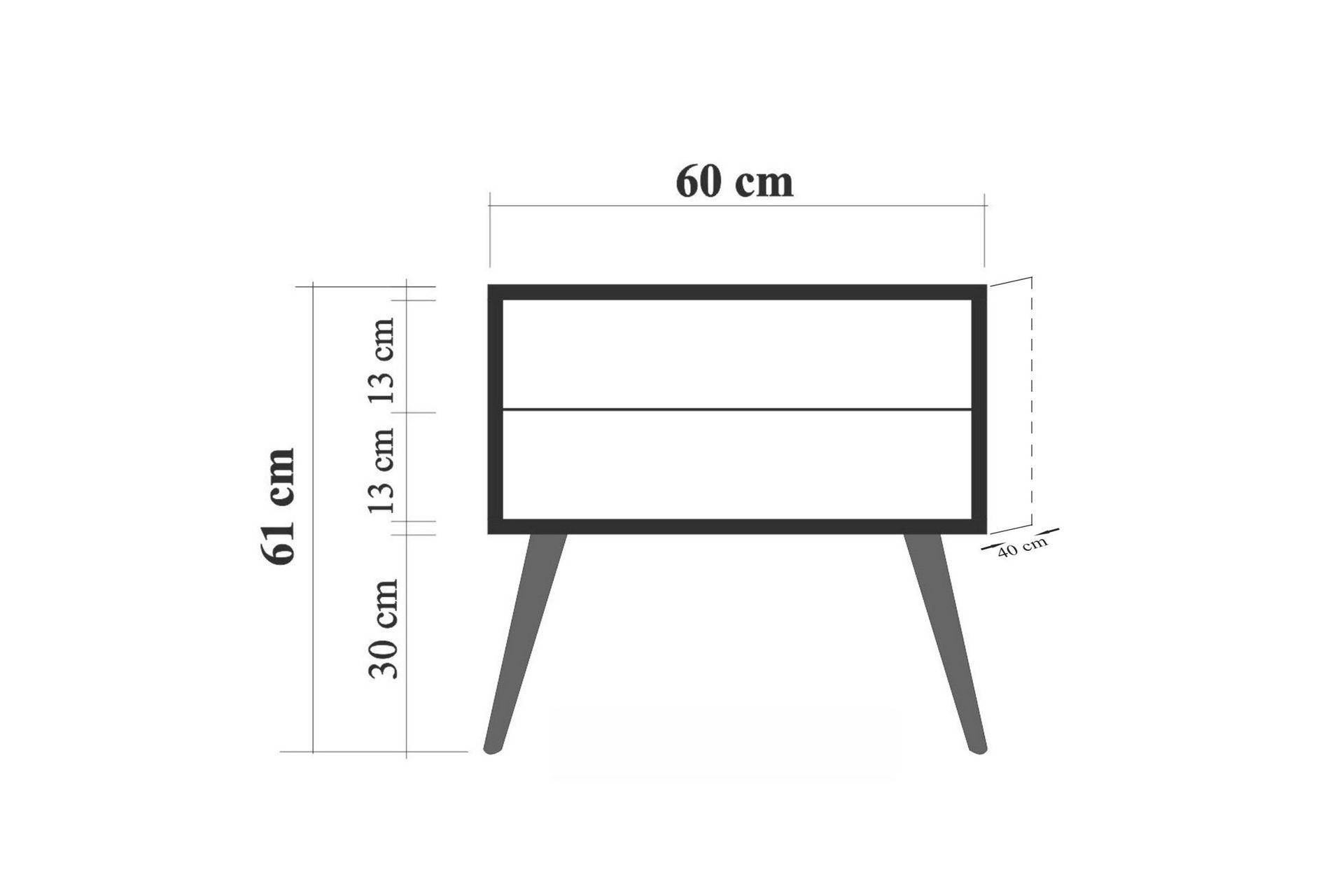 Bertoaria yöpöytä 60x40 cm ruskea - Hanah Home - Huonekalut - Pöytä & ruokailuryhmä - Apupöytä & sivupöytä - Yöpöytä