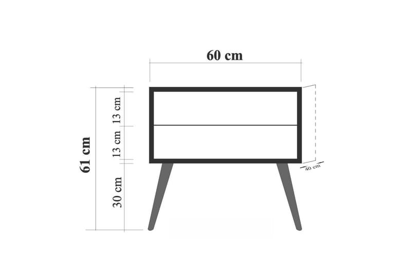 Bertoaria yöpöytä 60x40 cm ruskea - Hanah Home - Huonekalut - Pöytä & ruokailuryhmä - Apupöytä & sivupöytä - Yöpöytä
