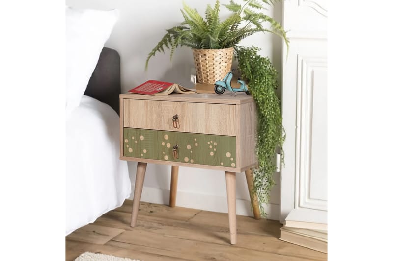 Bertoaria yöpöytä 60x40 cm ruskea - Hanah Home - Huonekalut - Pöytä & ruokailuryhmä - Apupöytä & sivupöytä - Yöpöytä
