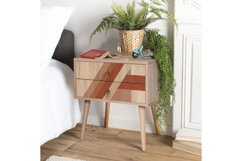 Bertoaria yöpöytä 60x40 cm ruskea - Hanah Home - Huonekalut - Pöytä & ruokailuryhmä - Apupöytä & sivupöytä - Yöpöytä