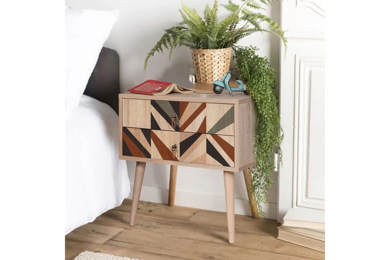 Bertoaria yöpöytä 60x40 cm ruskea - Hanah Home - Huonekalut - Pöytä & ruokailuryhmä - Apupöytä & sivupöytä - Yöpöytä
