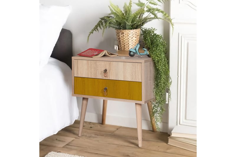 Bertoaria yöpöytä 60x40 cm ruskea - Hanah Home - Huonekalut - Pöytä & ruokailuryhmä - Apupöytä & sivupöytä - Yöpöytä