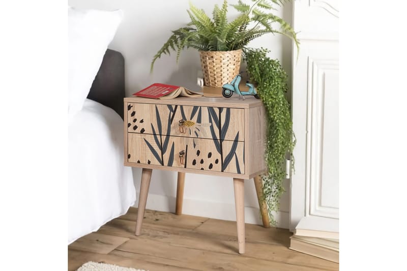 Bertoaria yöpöytä 60x40 cm ruskea - Hanah Home - Huonekalut - Pöytä & ruokailuryhmä - Apupöytä & sivupöytä - Yöpöytä