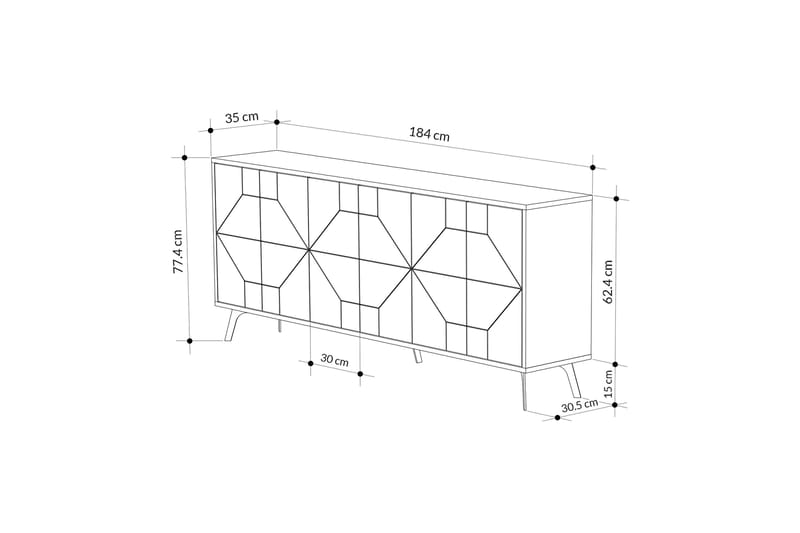 Dune konsolipöytä 183,8x77,4 cm antrasiitti - Hanah Home - Huonekalut - Pöytä & ruokailuryhmä - Apupöytä & sivupöytä - Konsolipöytä