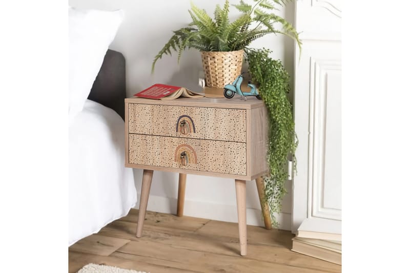 Bertoaria yöpöytä 60x40 cm ruskea - Hanah Home - Huonekalut - Pöytä & ruokailuryhmä - Apupöytä & sivupöytä - Yöpöytä