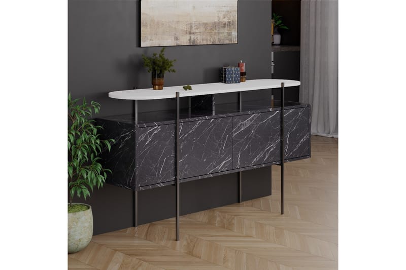 Hanley konsolipöytä 150x86,2 cm valkoinen/tummanruskea - Hanah Home - Huonekalut - Pöytä & ruokailuryhmä - Apupöytä & sivupöytä - Eteispöytä