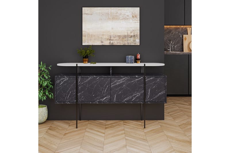 Hanley konsolipöytä 150x86,2 cm valkoinen/tummanruskea - Hanah Home - Huonekalut - Pöytä & ruokailuryhmä - Apupöytä & sivupöytä - Eteispöytä