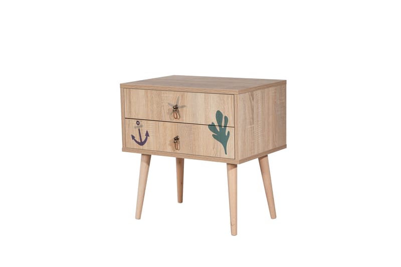 Bertoaria yöpöytä 60x40 cm ruskea - Hanah Home - Huonekalut - Pöytä & ruokailuryhmä - Apupöytä & sivupöytä - Yöpöytä