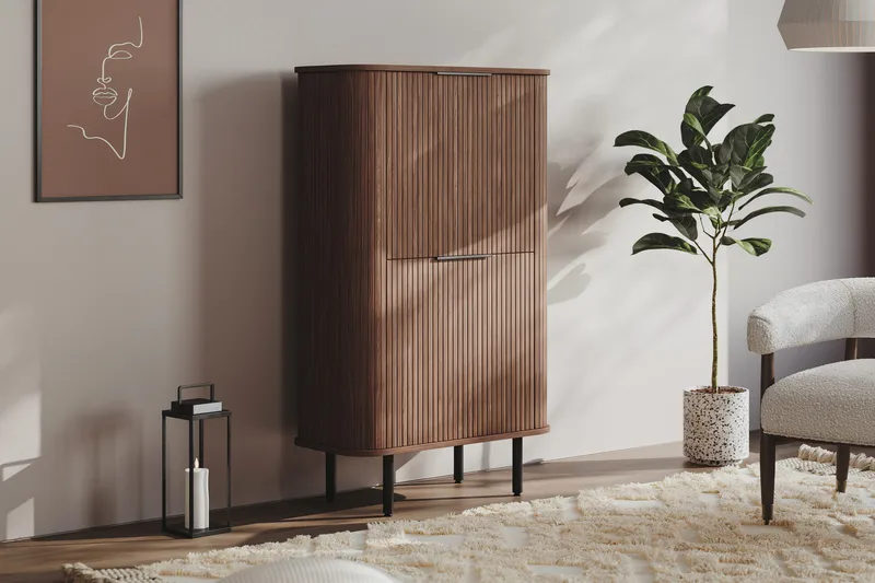 Kopparbo Korkea kaappi pähkinä - Tummanruskea pähkinäpuu - Säilytys - Kaappi - Säilytyskaappi