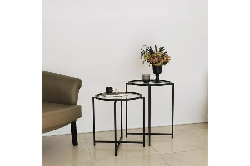 Akeno sivupöytä 60x50 cm musta - Hanah Home - Huonekalut - Pöytä & ruokailuryhmä - Apupöytä & sivupöytä - Tarjotinpöytä & pikkupöytä