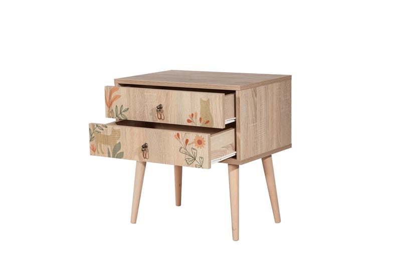 Bertoaria yöpöytä 60x40 cm ruskea - Hanah Home - Huonekalut - Pöytä & ruokailuryhmä - Apupöytä & sivupöytä - Yöpöytä