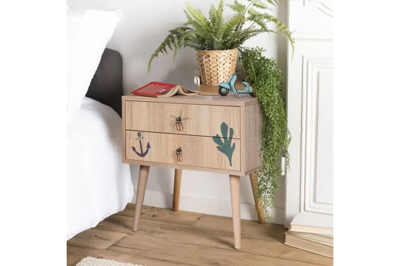 Bertoaria yöpöytä 60x40 cm ruskea - Hanah Home - Huonekalut - Pöytä & ruokailuryhmä - Apupöytä & sivupöytä - Yöpöytä