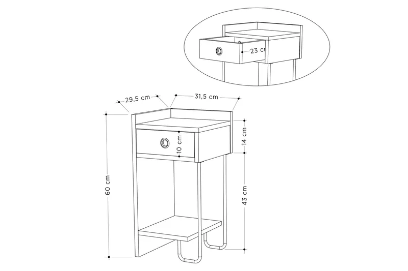 Sirius yöpöytä 32x30 cm vaaleanruskea - Hanah Home - Huonekalut - Pöytä & ruokailuryhmä - Apupöytä & sivupöytä - Yöpöytä