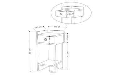 Sirius yöpöytä 32x30 cm vaaleanruskea - Hanah Home - Huonekalut - Pöytä & ruokailuryhmä - Apupöytä & sivupöytä - Yöpöytä