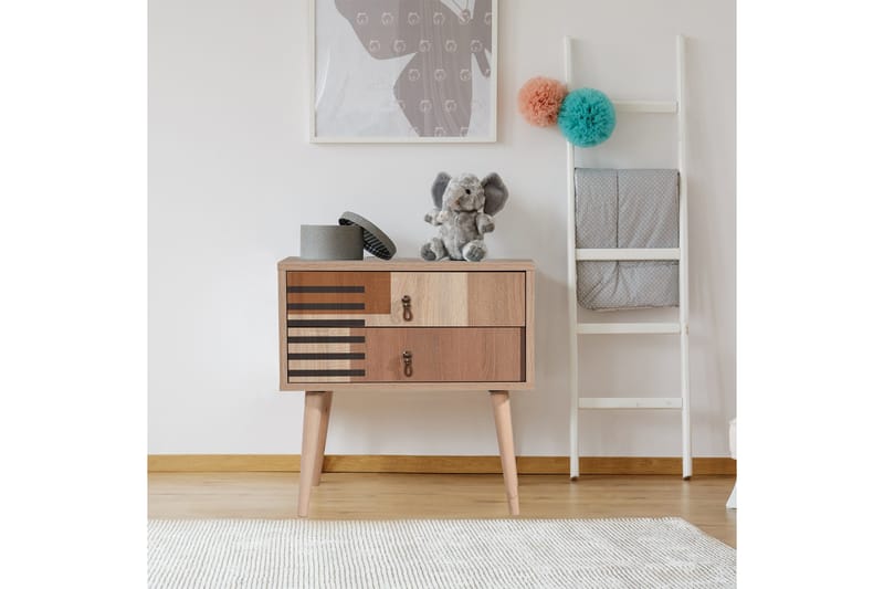 Bertoaria yöpöytä 60x40 cm ruskea - Hanah Home - Huonekalut - Pöytä & ruokailuryhmä - Apupöytä & sivupöytä - Yöpöytä