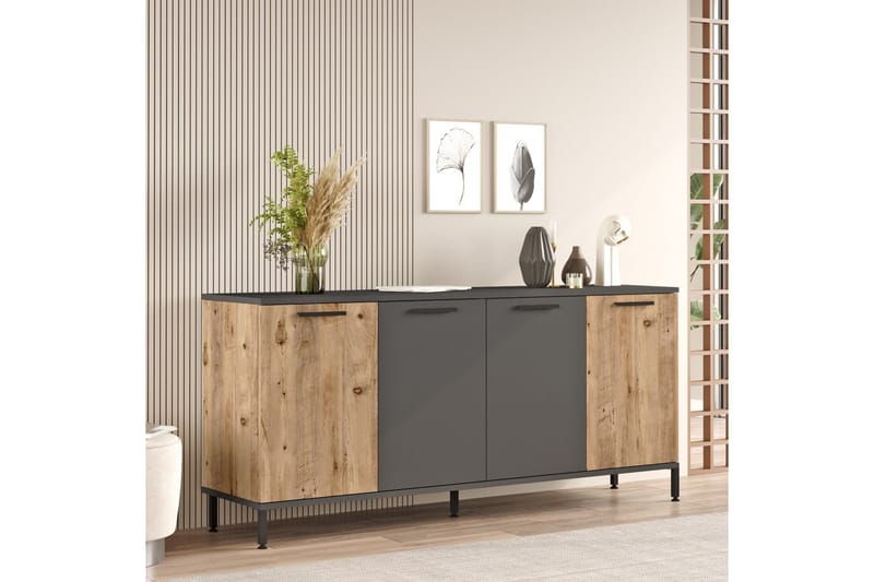 Jagmal konsolipöytä 160x71,8 cm antrasiitti/ruskea - Hanah Home - Huonekalut - Pöytä & ruokailuryhmä - Apupöytä & sivupöytä - Eteispöytä