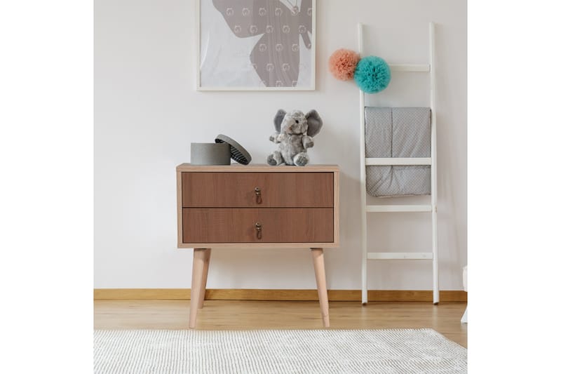 Bertoaria yöpöytä 60x40 cm ruskea - Hanah Home - Huonekalut - Pöytä & ruokailuryhmä - Apupöytä & sivupöytä - Yöpöytä