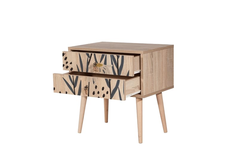 Bertoaria yöpöytä 60x40 cm ruskea - Hanah Home - Huonekalut - Pöytä & ruokailuryhmä - Apupöytä & sivupöytä - Yöpöytä