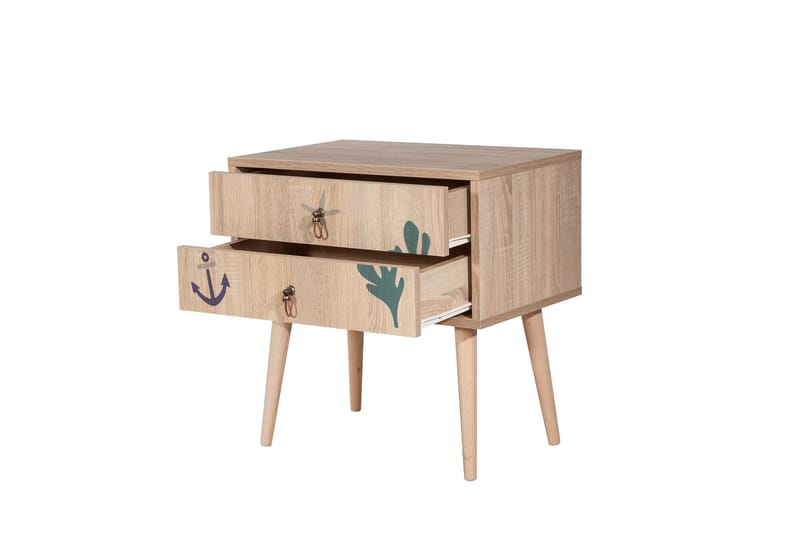 Bertoaria yöpöytä 60x40 cm ruskea - Hanah Home - Huonekalut - Pöytä & ruokailuryhmä - Apupöytä & sivupöytä - Yöpöytä