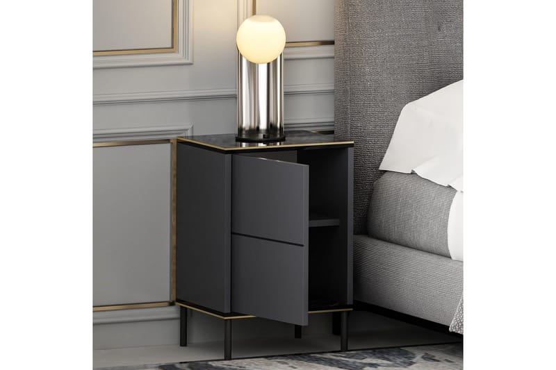 Imaj yöpöytä 40x35 cm antrasiitti - Hanah Home - Huonekalut - Pöytä & ruokailuryhmä - Apupöytä & sivupöytä - Yöpöytä