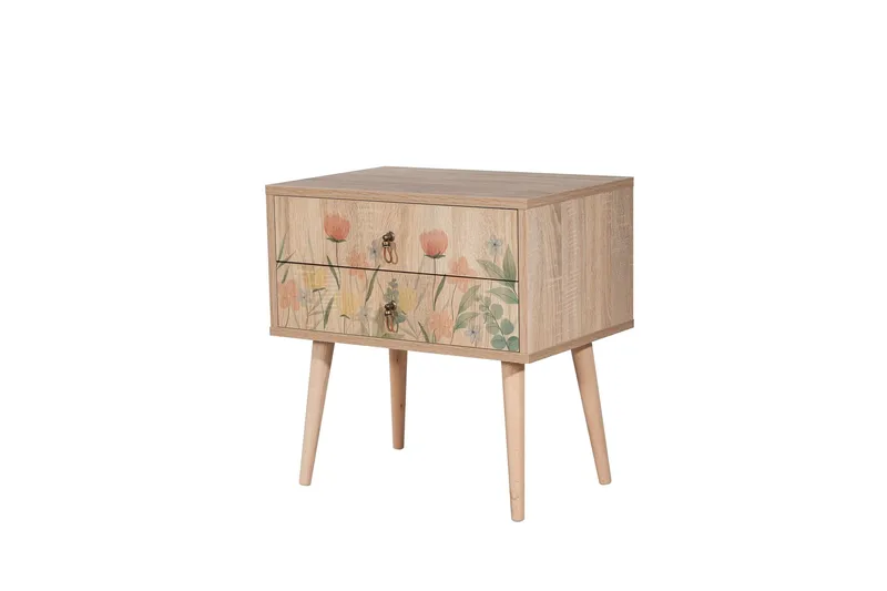 Bertoaria yöpöytä 60x40 cm ruskea - Hanah Home - Huonekalut - Pöytä & ruokailuryhmä - Apupöytä & sivupöytä - Yöpöytä