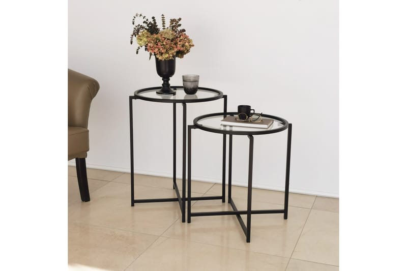 Akeno sivupöytä 60x50 cm musta - Hanah Home - Huonekalut - Pöytä & ruokailuryhmä - Apupöytä & sivupöytä - Tarjotinpöytä & pikkupöytä