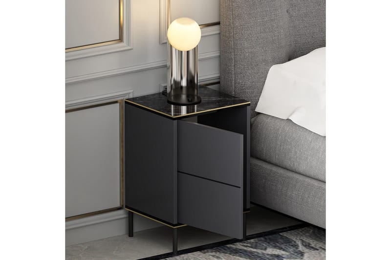 Imaj yöpöytä 40x35 cm antrasiitti - Hanah Home - Huonekalut - Pöytä & ruokailuryhmä - Apupöytä & sivupöytä - Yöpöytä