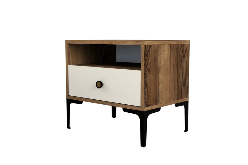 Ameias yöpöytä 56x40 cm ruskea/beige, Hanah Home