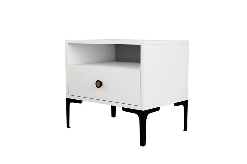 Ameias yöpöytä 56x40 cm valkoinen, Hanah Home