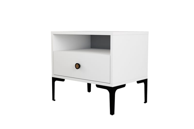 Ameias yöpöytä 56x40 cm valkoinen - Hanah Home - Huonekalut - Pöytä & ruokailuryhmä - Apupöytä & sivupöytä - Yöpöytä