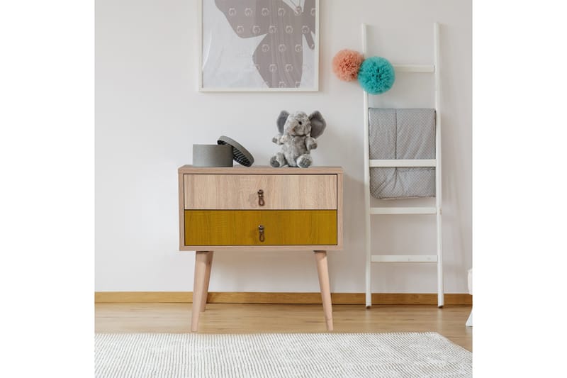 Bertoaria yöpöytä 60x40 cm ruskea - Hanah Home - Huonekalut - Pöytä & ruokailuryhmä - Apupöytä & sivupöytä - Yöpöytä